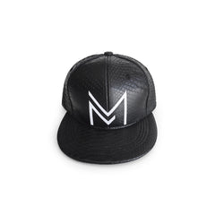 "MM" Black PVC Alligator Snapback